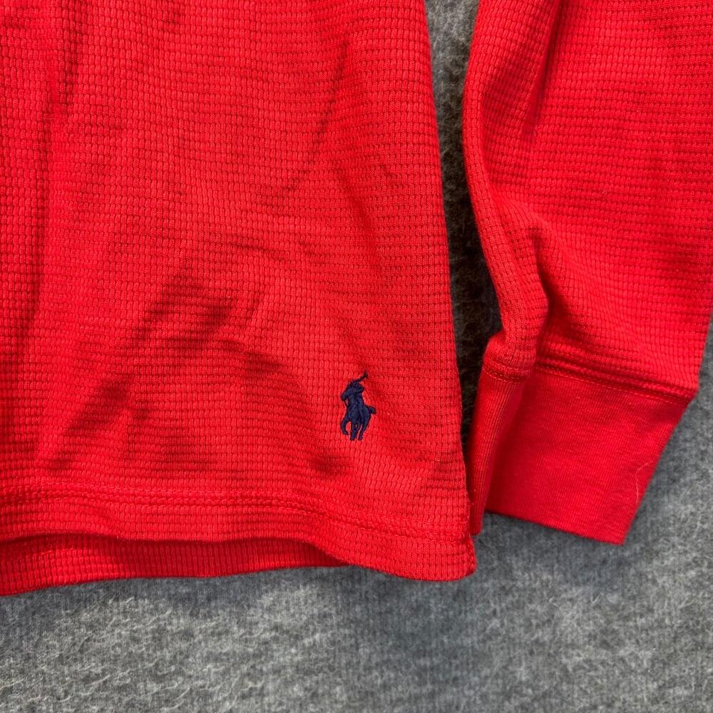 Polo Ralph Lauren Mens Red Waffle Knit Thermal Long Sleeve Sleep Shirt Size L - Picture 6 of 10